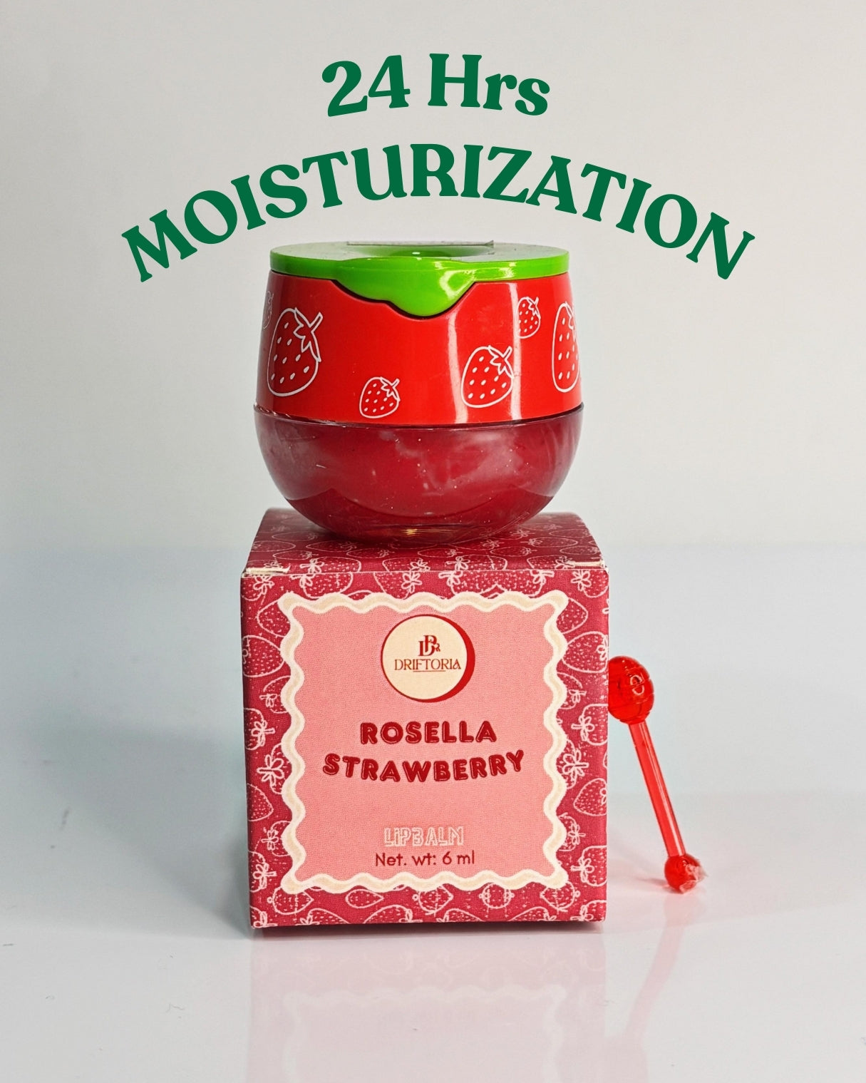 Rosella Strawberry Lip Balm | Strawberry Care with a Soft Glitter Shine