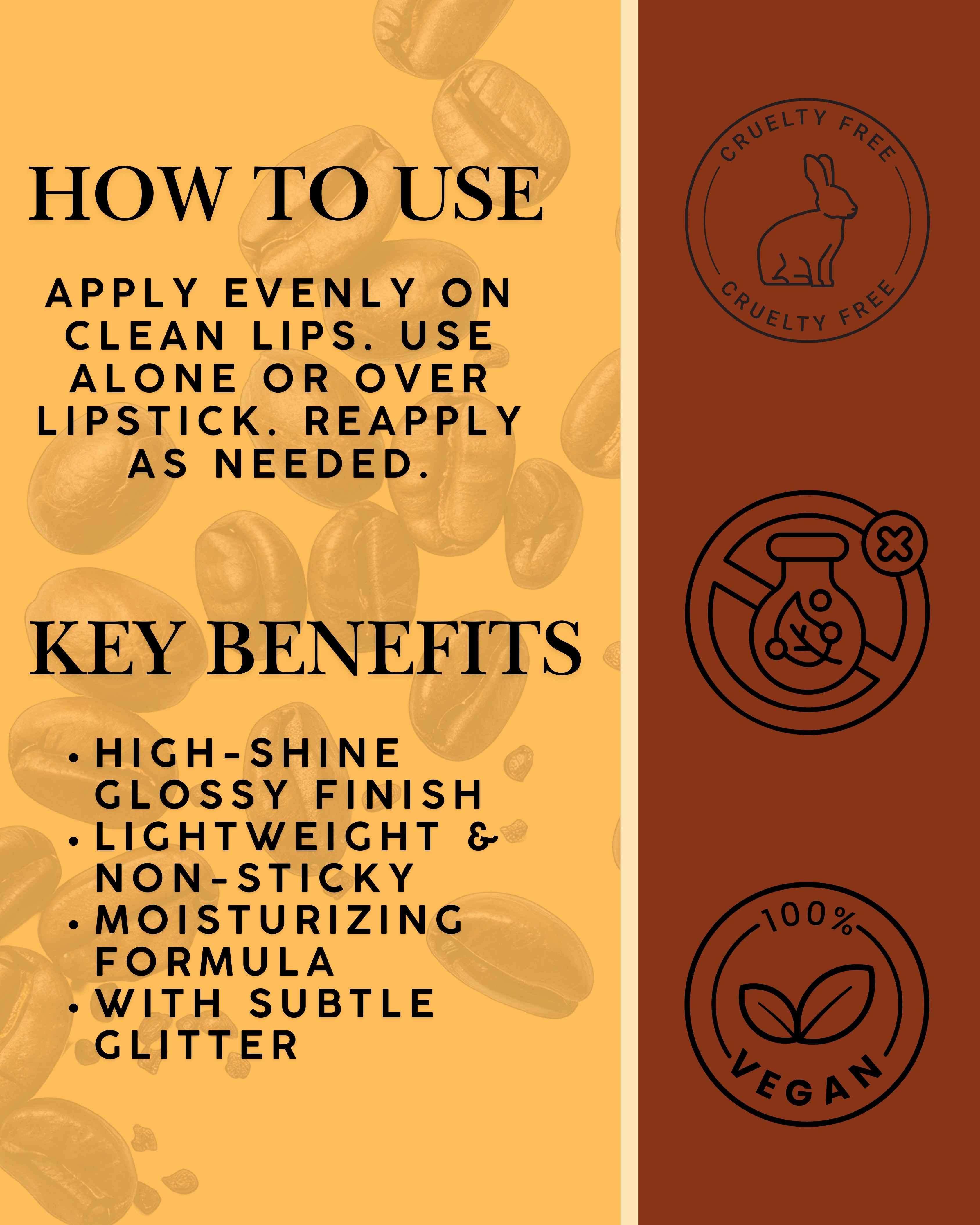 Coffee Brown Lip Gloss with Subtle Glitter